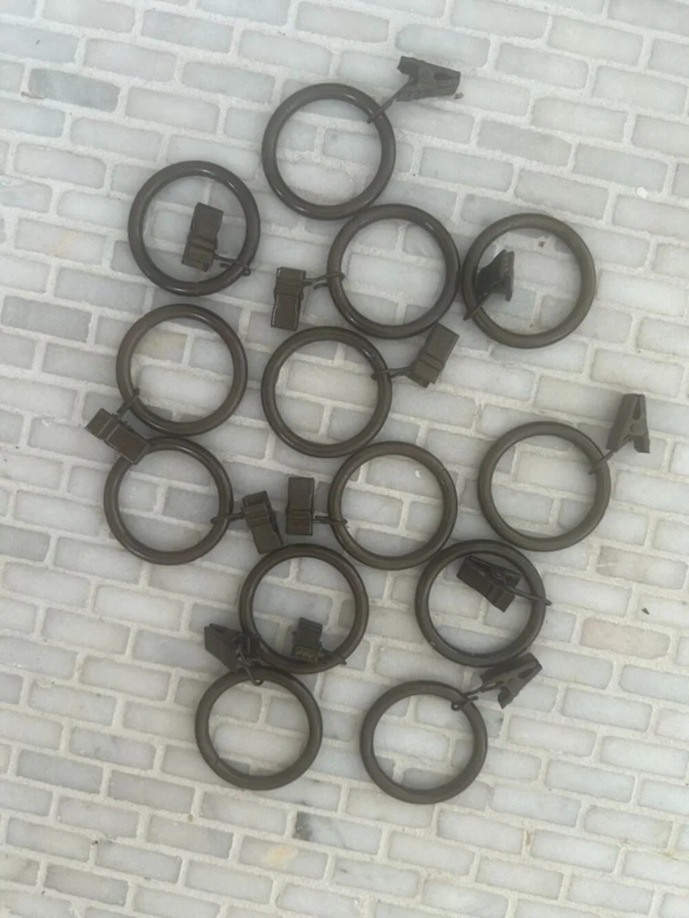 Set of 12 copper colored shower hooks (or belt hooks)